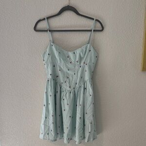 Floral Embroidered Mint Green Dress